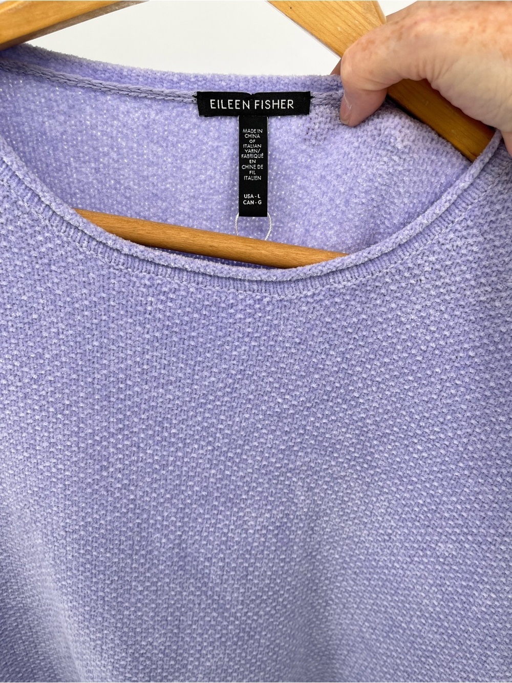 Eileen Fisher New Organic Cotton Lavender Textured Sweater Large | Boxy Relaxed - Picture 2 of 8